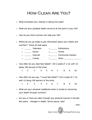 Health and Nutrition Assessment Form