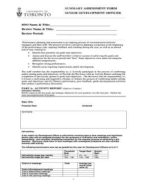 Senior Development Officer Performance Assessment Form