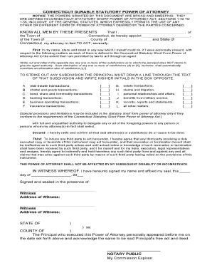 Connecticut Durable Statutory Power of Attorney