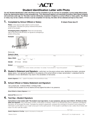 ACT Student Identification Letter with Photo
