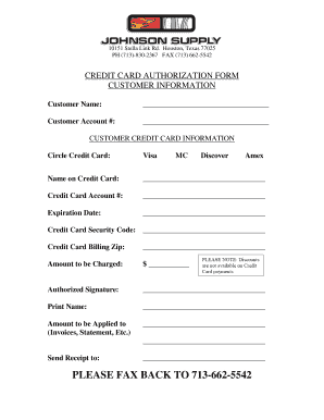 Credit Card Authorization Form