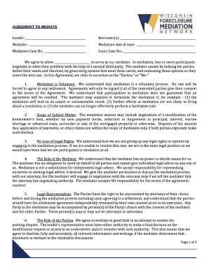 Wisconsin Foreclosure Mediation Agreement