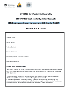 SIT20213 Certificate II in Hospitality SITHIND202 Use - appretio aisnsw edu