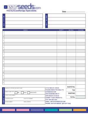 Earseeds Order Form
