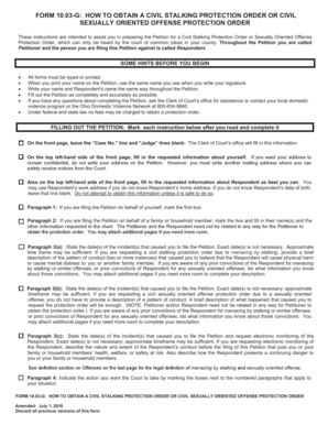 Ohio Civil Stalking Protection Order Petition