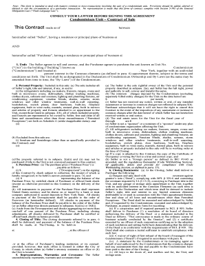 New York Condominium Unit Contract of Sale