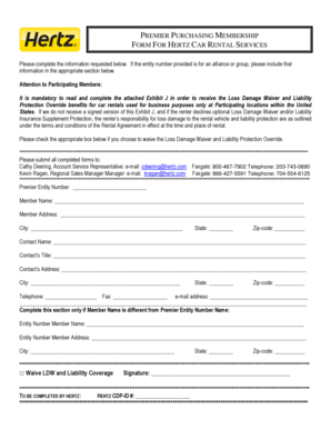Hertz Premier Purchasing Membership Form