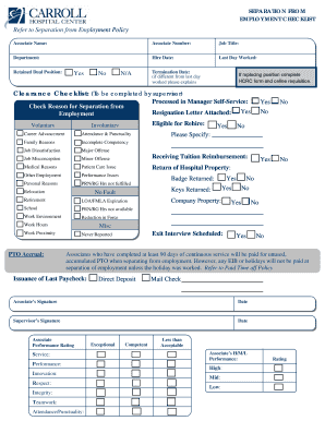 Separation from Employment Policy Form