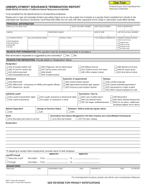 Unemployment Insurance Termination Report
