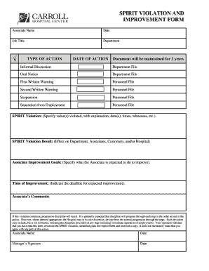 SPIRIT Violation and Improvement Form