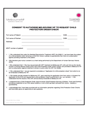 Consent to Child Protection Order Check