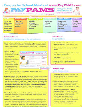 School Meal Payment Registration Form