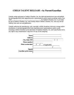 Child Talent Release Form