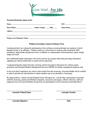 Wellness Screening Consent Form