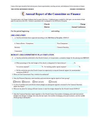 United Methodist Church Annual Finance Report