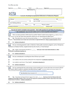 Economic Hardship/Unemployment Deferment or Forbearance Request