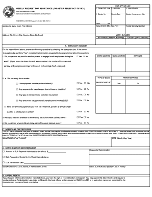 Disaster Unemployment Assistance Request Form