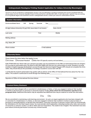 Indiana University Bloomington Nondegree Application