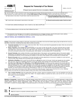 IRS Form 4506-T Request for Transcript of Tax Return