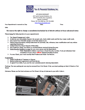 ATS 2010 Tax Preparation Checklist