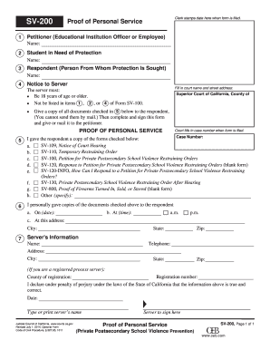 California Proof of Personal Service Form
