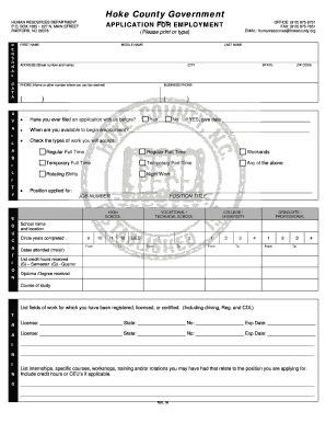 Hoke County Government Employment Application