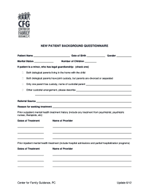 New Patient Background Questionnaire