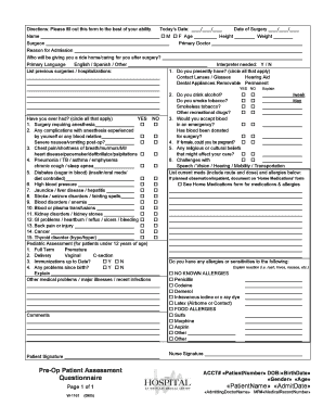 Pre-Operative Patient Assessment Form