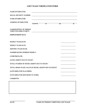 Lost Wage Verification Form