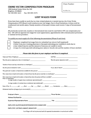 Crime Victim Compensation Lost Wages Form