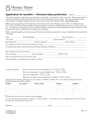 Personal Injury Protection Claim Form