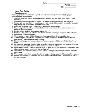 Hand Tool Safety Agreement