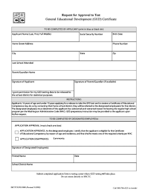 Request for Approval to Test for GED Certificate