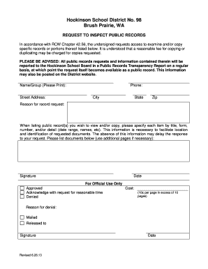 Washington Public Records Request Form