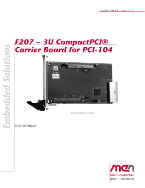 20F207-00 E2 User Manual F207 - 3U CompactPCI Carrier Board for PCI-104