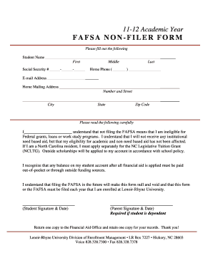 FAFSA Non-Filer Form