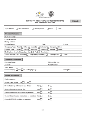 Contractor's Material and Test Certificate
