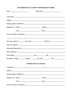 Matrimonial Client Information Form