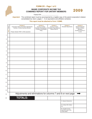 Maine Corporate Income Tax Combined Report