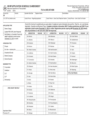 Wisconsin IRP Application Schedule B Amendment