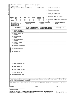 Form W-3c Transmittal of Corrected Income and Tax Statements