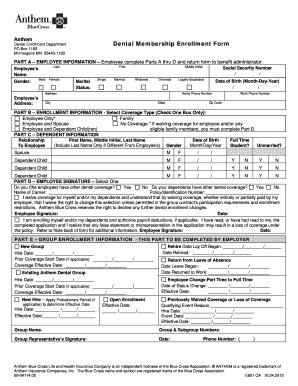 Anthem Dental Membership Enrollment Form
