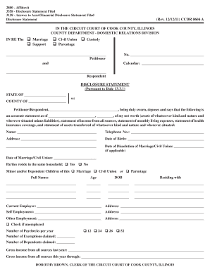 Illinois Disclosure Statement for Domestic Relations