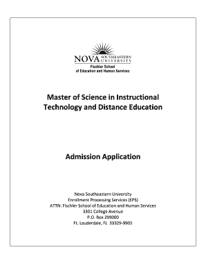 Master of Science in Instructional Technology Admission Application