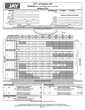 JAY J3 Posterior Backrest Order Form