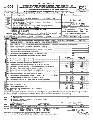 Amended Form 990 for Nonprofit Organization