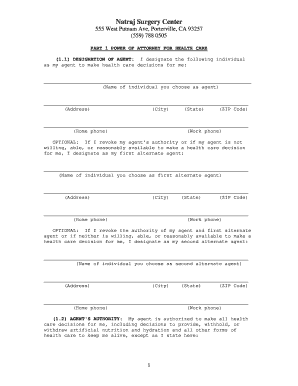 California Power of Attorney for Health Care