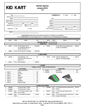 Kid Kart Xpress Order Form