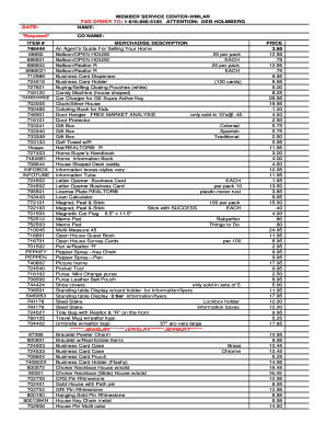 Real Estate Agent Marketing Order Form