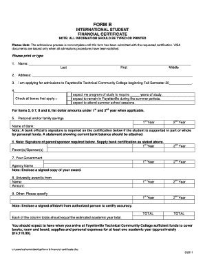 International Student Financial Certificate
